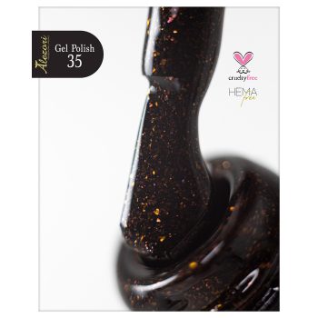 ALEZORI GEL POLISH 35 BLACK ΜΕ ΨΙΛΟ ΜΠΡΟΝΖΕ GLITTER