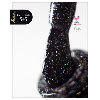 ALEZORI GEL POLISH 545 BLACK ΜΕ ΨΙΛΟ GLITTER ΙΡΙΔΙΖΟΝ