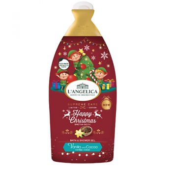L’Angelica Happy Xmas Bath & Shower Gel Συλλεκτικό Αφρόλουτρο με Κακάο & Βανίλια 500ml